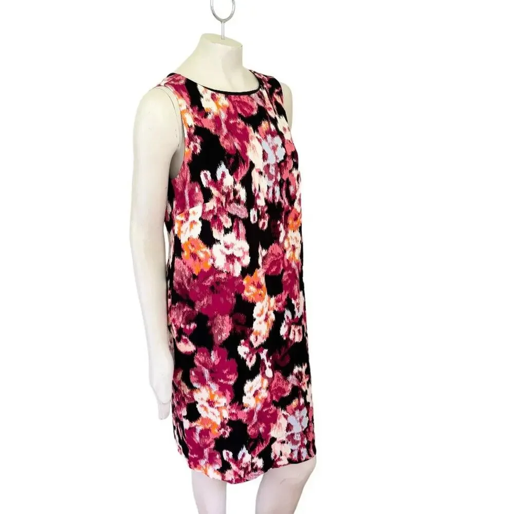 NWT CHICO'S Sleeveless Shift Ponte Dress in Black Florals  SZ 14